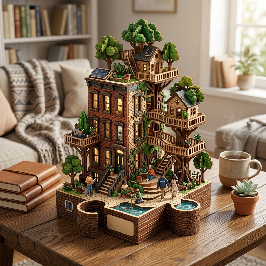 *XiasMv™ New York Urban Treehouse 3D Puzzle Model – 1,500+ Pieces*