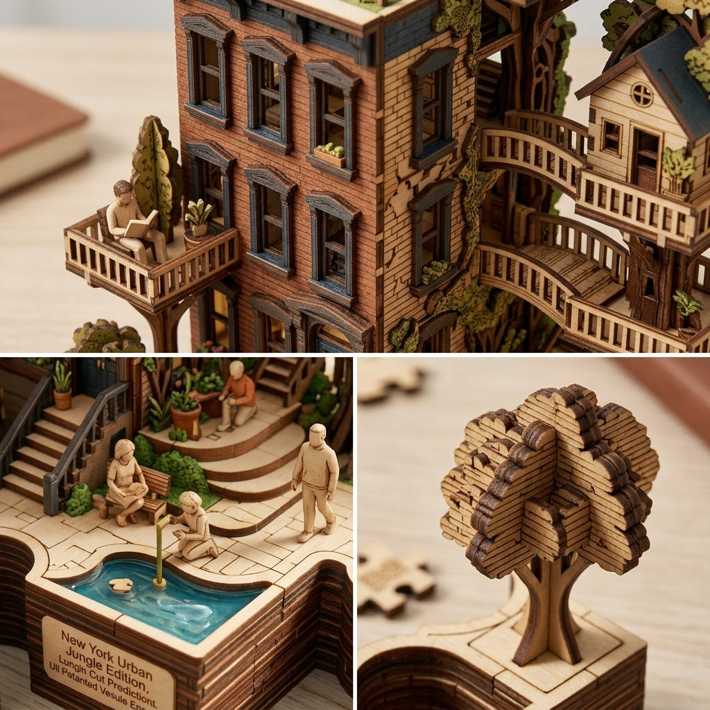 *XiasMv™ New York Urban Treehouse 3D Puzzle Model – 1,500+ Pieces*