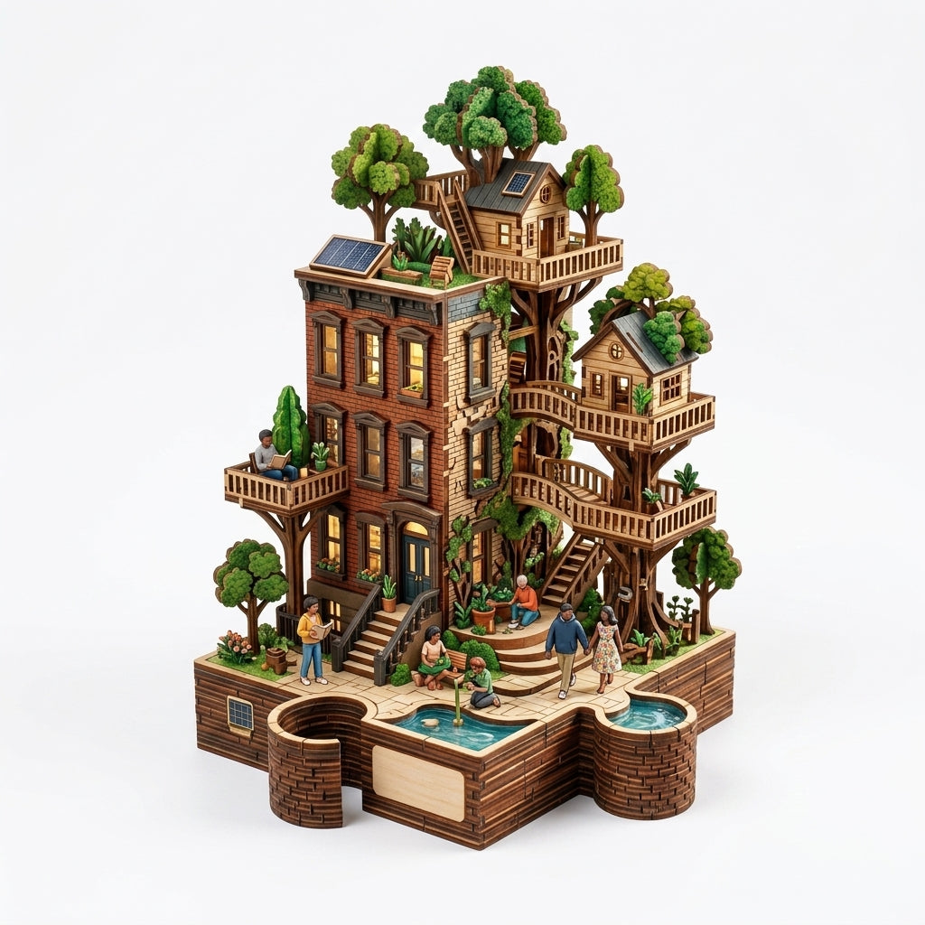 *XiasMv™ New York Urban Treehouse 3D Puzzle Model – 1,500+ Pieces*