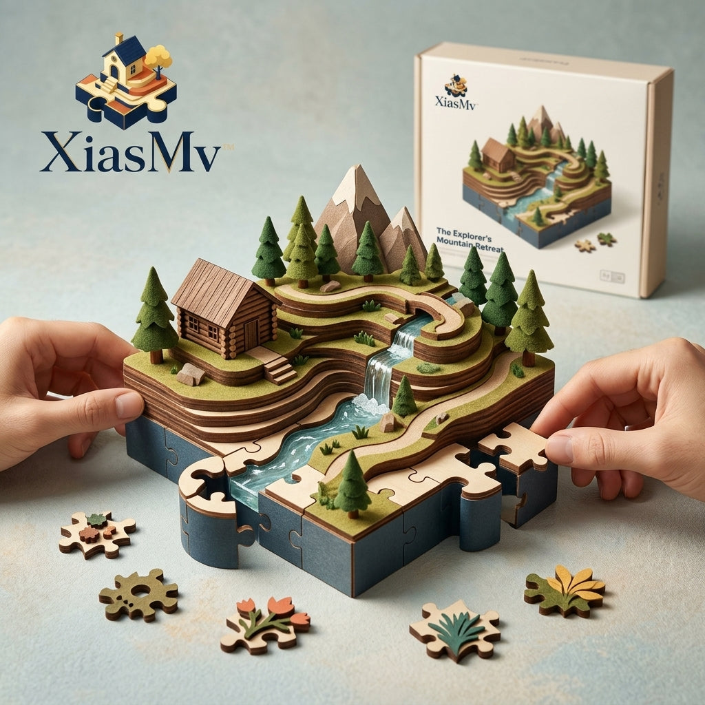XiasMv™ Explorer’s Mountain Retreat 3D Wooden Puzzle