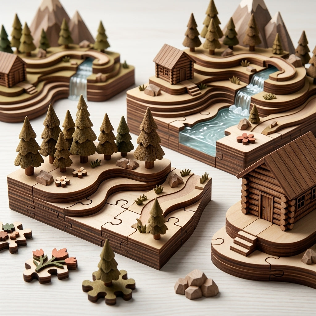 XiasMv™ Explorer’s Mountain Retreat 3D Wooden Puzzle