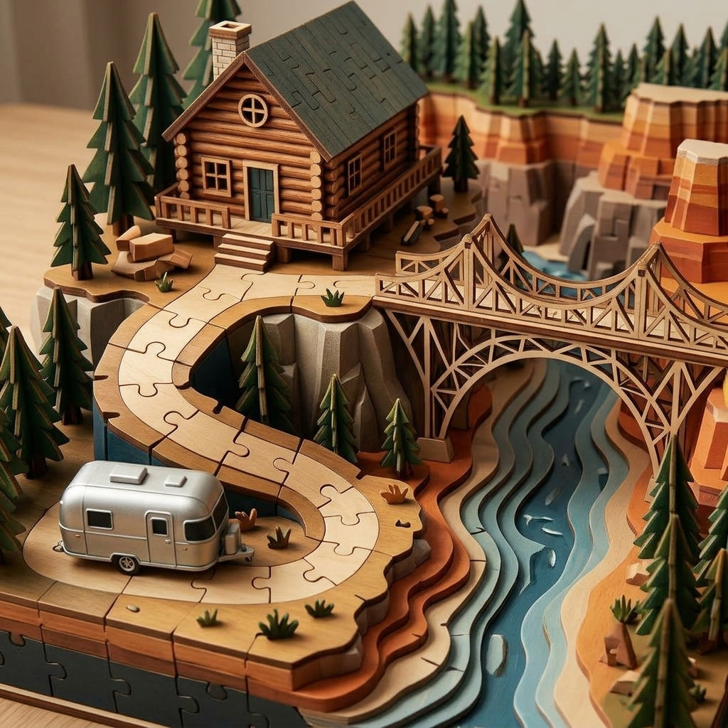 *XiasMv™ 3D Wooden Mountain Cabin Puzzle Diorama*