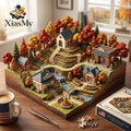 *XiasMv™ 1000-Piece Autumn Village 3D Diorama Puzzle*