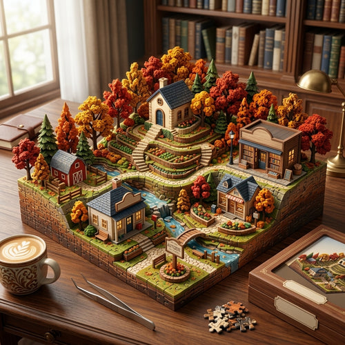 *XiasMv™ 1000-Piece Autumn Village 3D Diorama Puzzle*