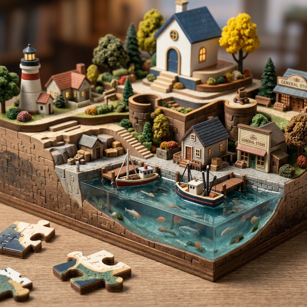 XiasMv™ Coastal Village: New England Edition 3D Puzzle Diorama