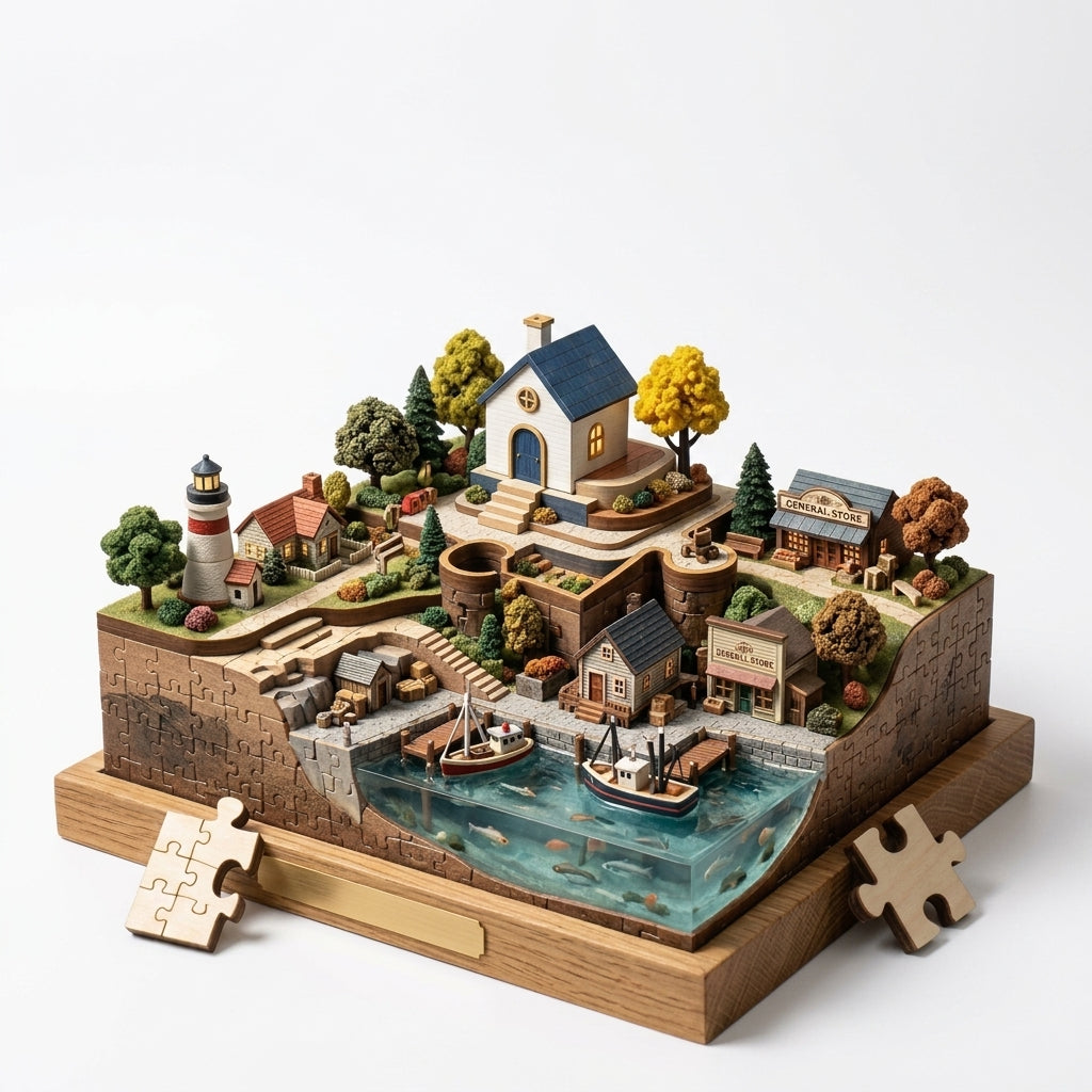 XiasMv™ Coastal Village: New England Edition 3D Puzzle Diorama