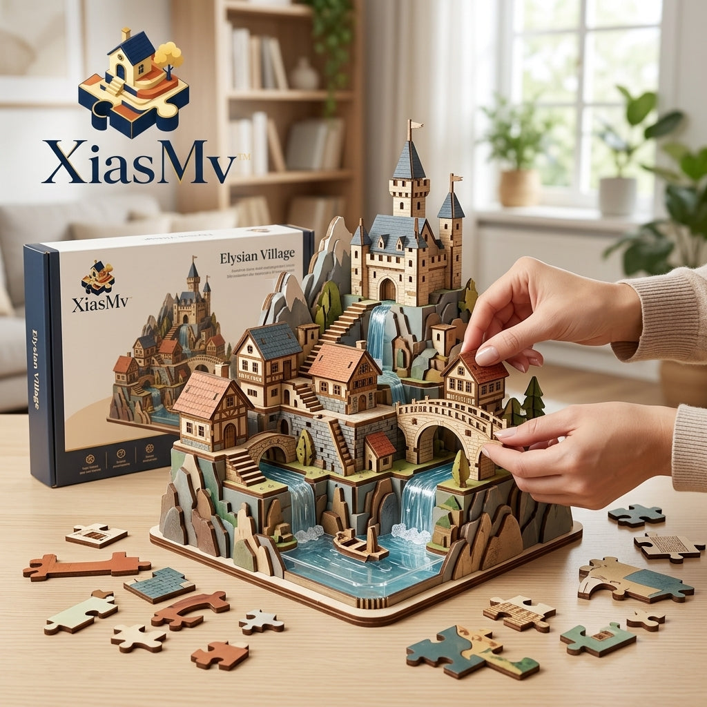 XiasMv™ Elysian Village 3D Wooden Castle Puzzle Model Kit