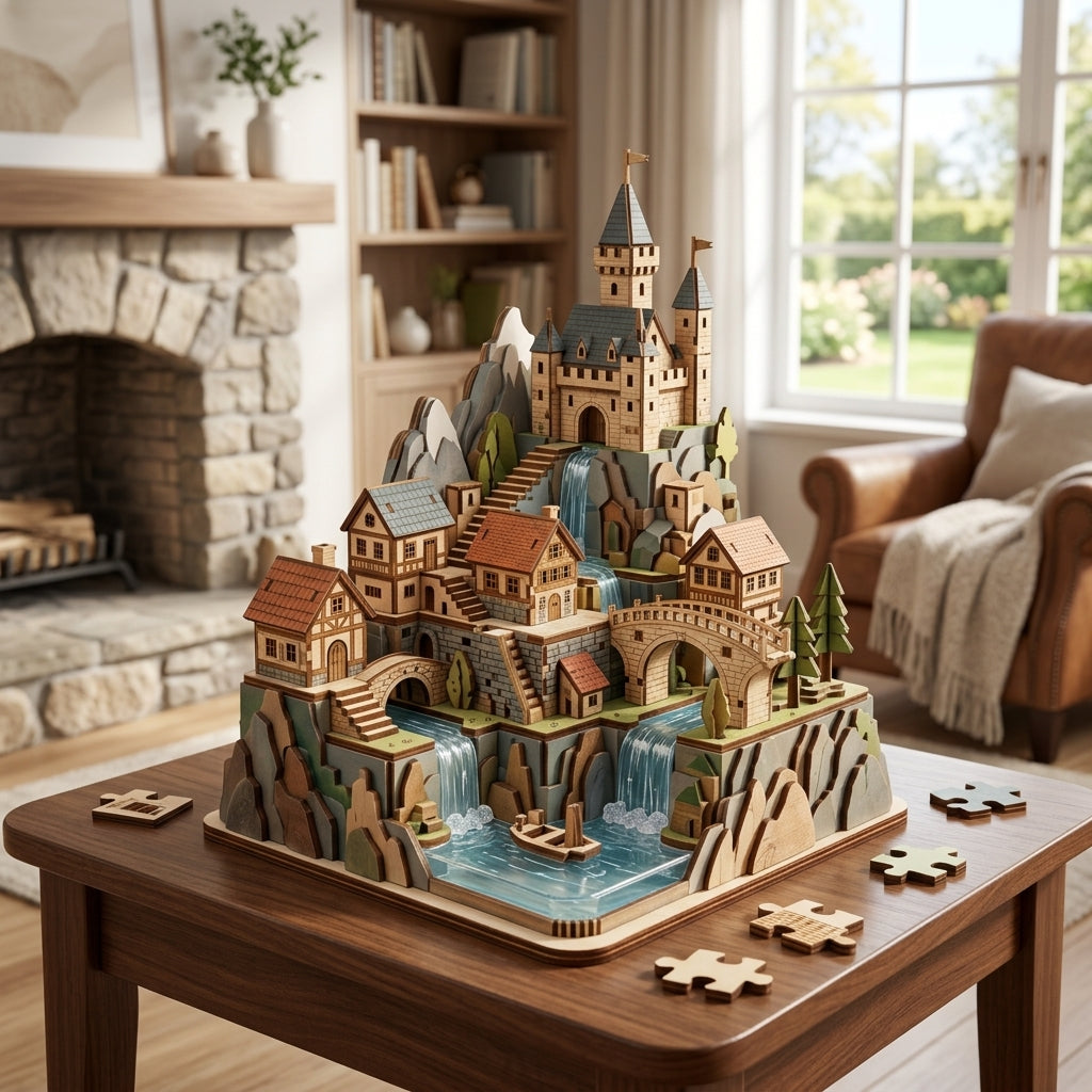 XiasMv™ Elysian Village 3D Wooden Castle Puzzle Model Kit