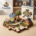 XiasMv™ 3D Diorama Puzzle, New American Village Farmhouse & Garden Scene, Layered Village Building Set and Home Décor Display