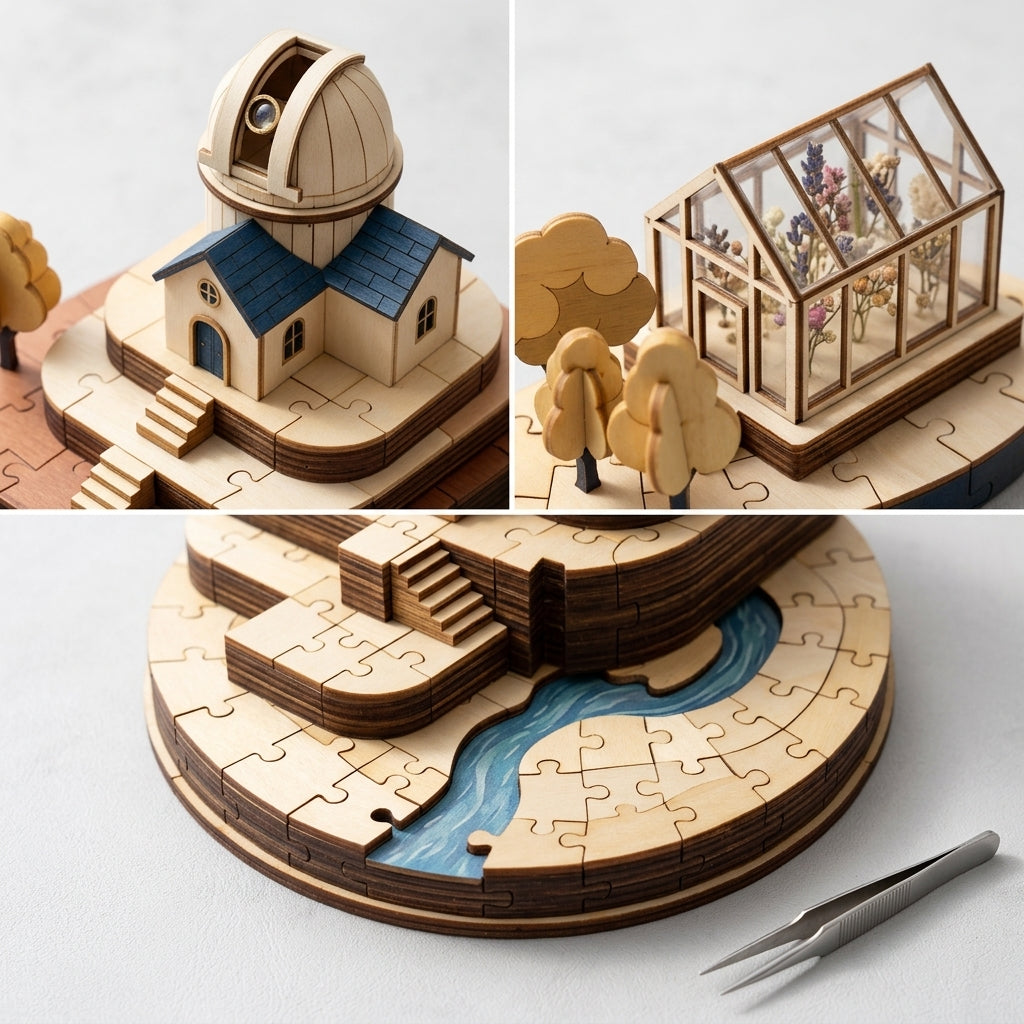 *XiasMv™ 3D Observatory Garden Diorama Puzzle Kit*