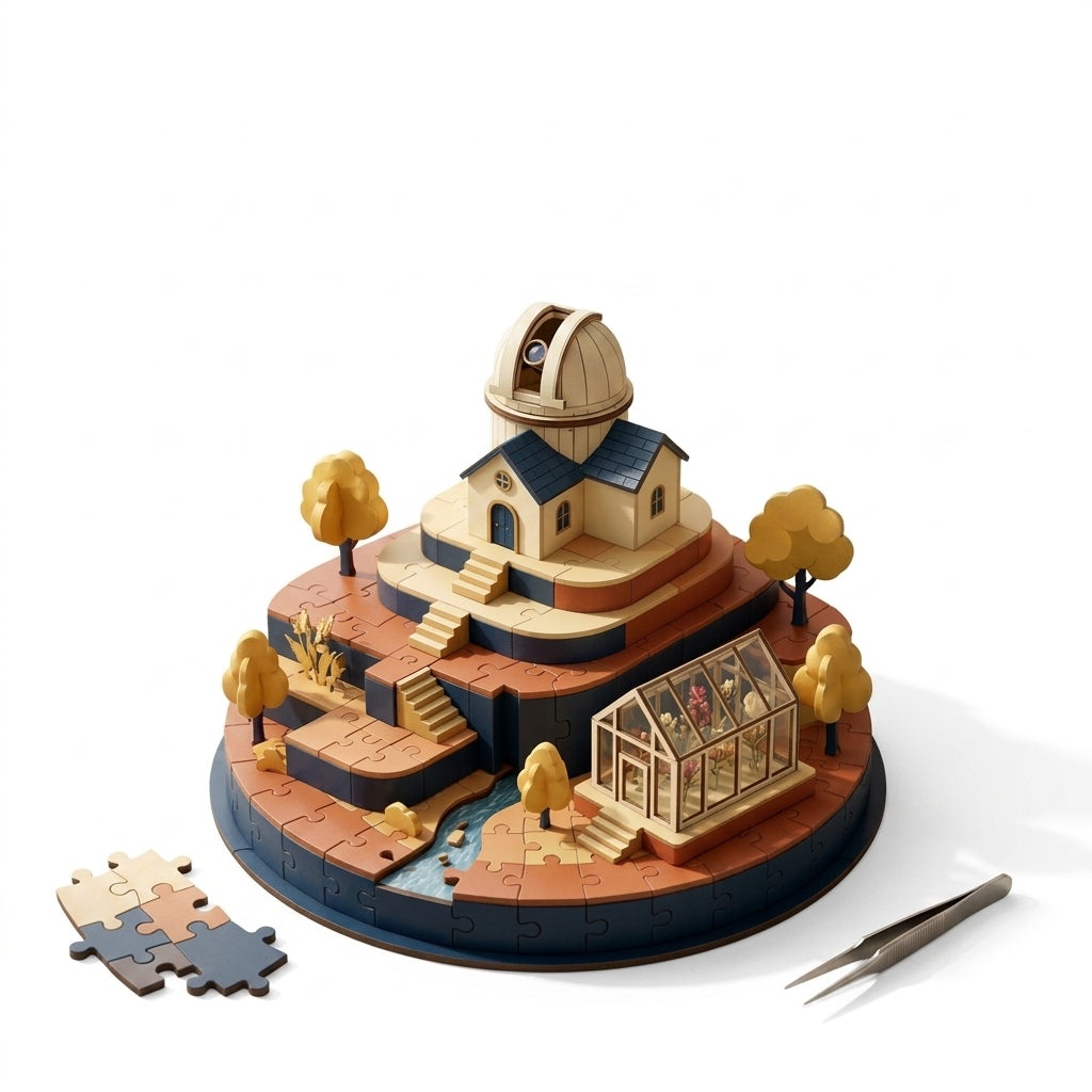 *XiasMv™ 3D Observatory Garden Diorama Puzzle Kit*