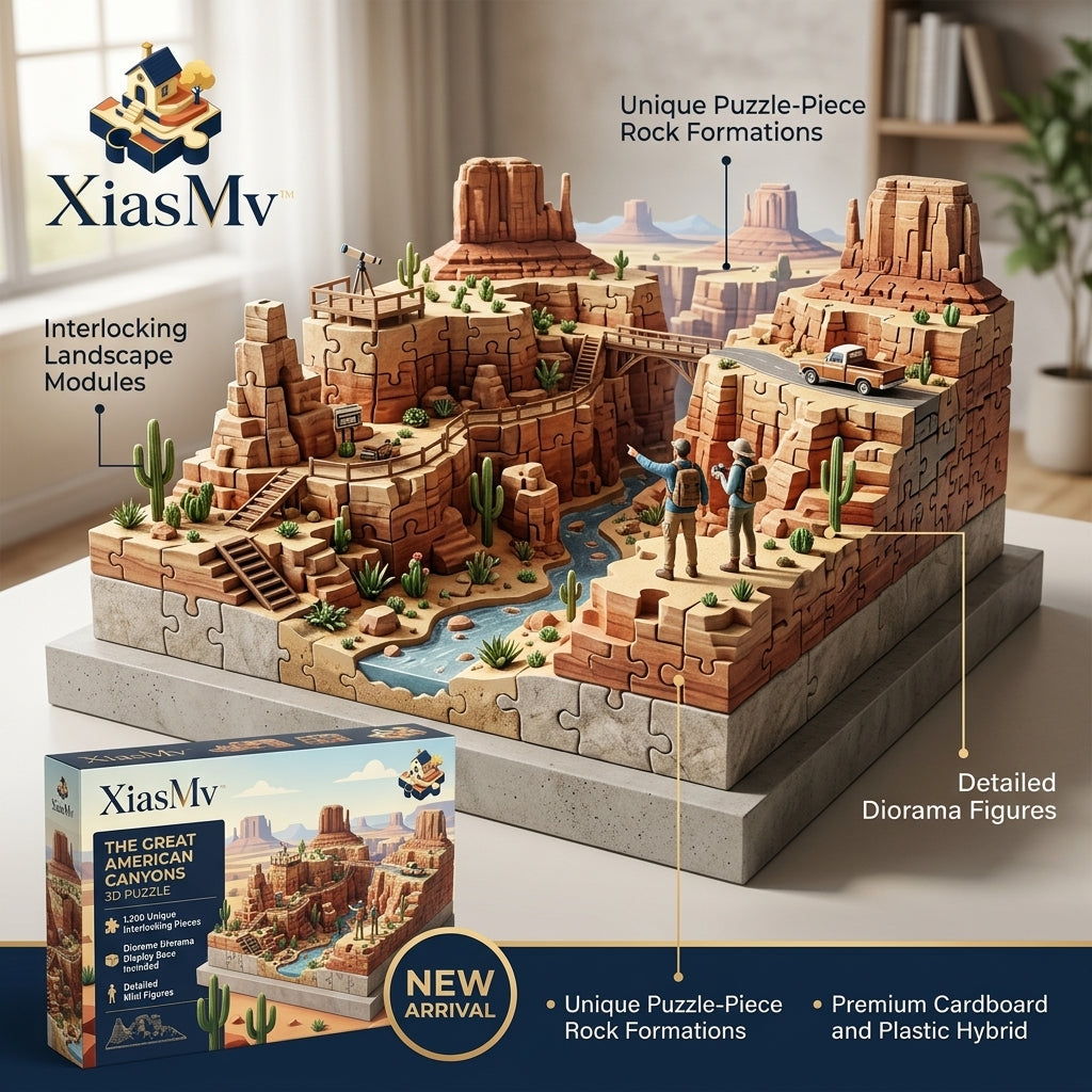*XiasMv™ The Great American Canyons 3D Puzzle Diorama with Interlocking Landscape Modules and Mini Figures*